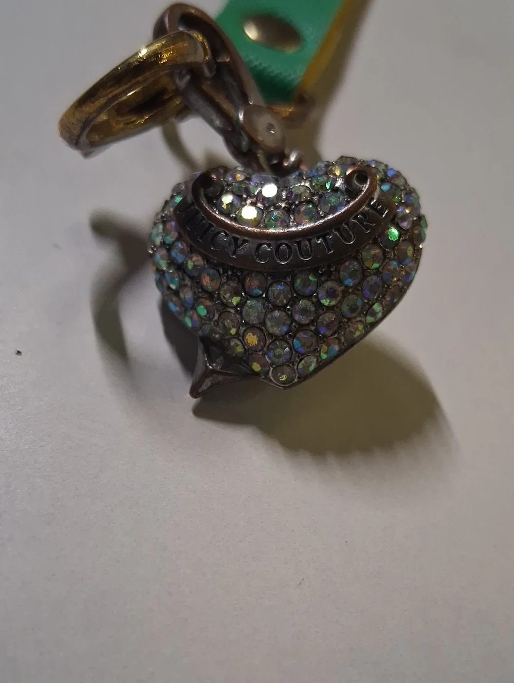 Juicy Couture Heart Charm Brooch with Iridescent Crystals